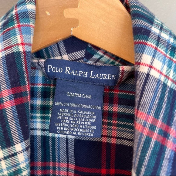 Polo Ralph Lauren Men’s Cotton Robe in Navy, Red & White Plaid Tartan - Picture 4 of 6
